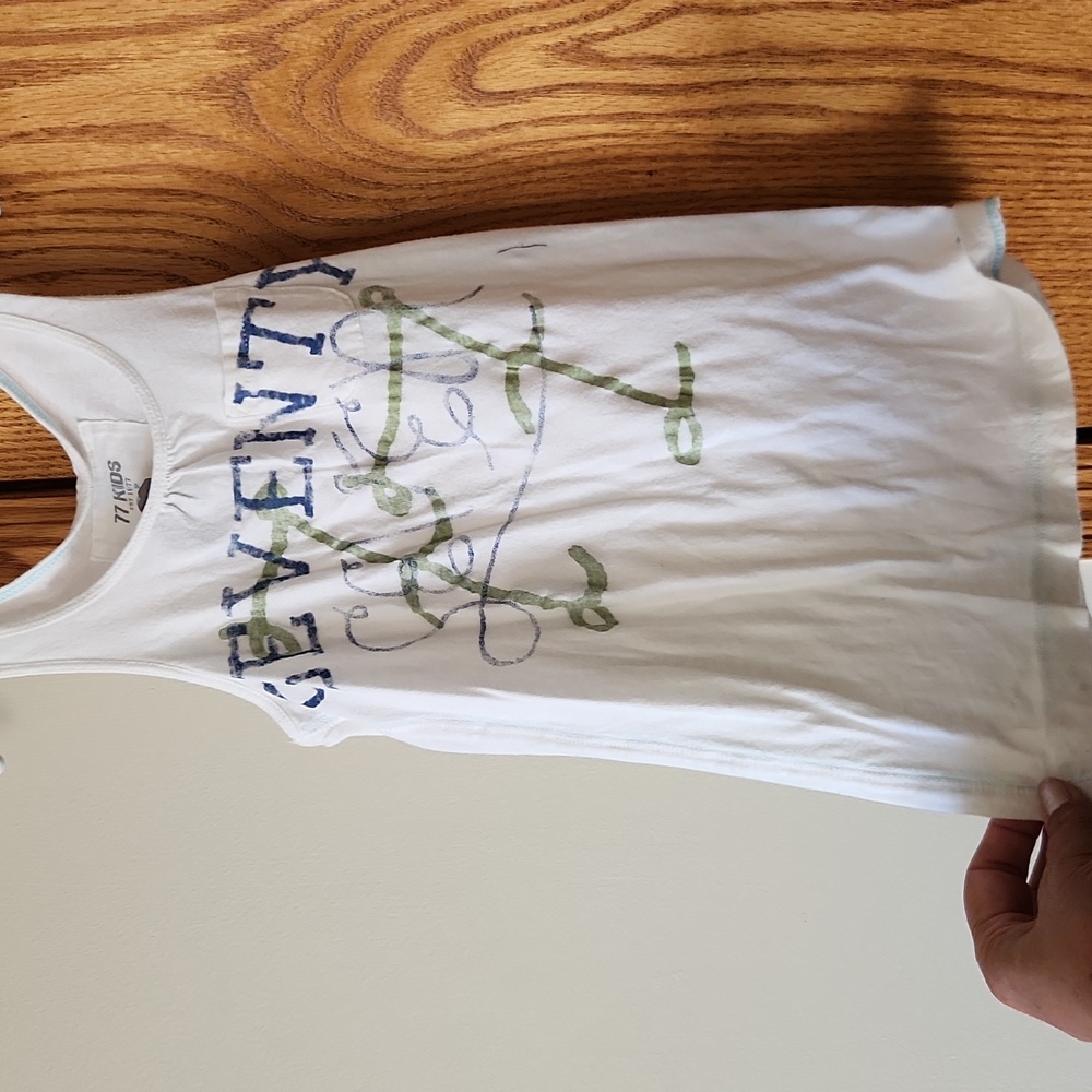 77kids Blue and White Casual Tank Top By American Eagle Size 8